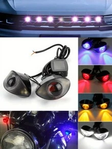 1 Juego de luces LED mini ojo de águila para motocicleta, luces traseras para motocicleta con controlador, luces intermitentes, accesorios de modificación de motocicleta - blanco azul - Ver 11
