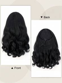 Yaki Cury Wave Ponytail Extension Drawstring Ponytail For Women Synthetic Long Curly Wave Pony Tails Hair Extensions Clip In Ponytail 16 Inch Hairpiece