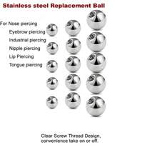 10PCS/20PCS Industrial Piercing Helix Earring Stainless Steel Replacement Balls For Eyebrow Nose Ring Lip Piercing Body Piercing Jewelry