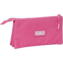 Triple Munich Basic "Fuchsia" Pencil Case - Officially Licensed Pencil Case - Compact Design - Ideal For School And Office - Resistant Material - Secure Closure - 彩色 - 查看 2