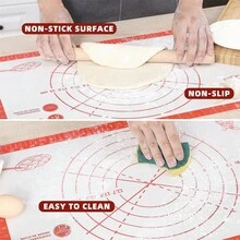 1pc New Silicone Kneading Mat  Thick Kneading Mat Barbecue Mat Household Kitchen Restaurant Baking Utensils, Suitable For Kitchen Mat And Baking Mat - Red - View 10