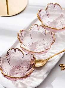 4pcs Glass Dipping Sauce Dishes, Condiment Plates, Mustard Dishes, Hotpot Dipping Bowls - Random Color And Pattern (4pcs Fully Transparent Pink Size)Christmas Gift