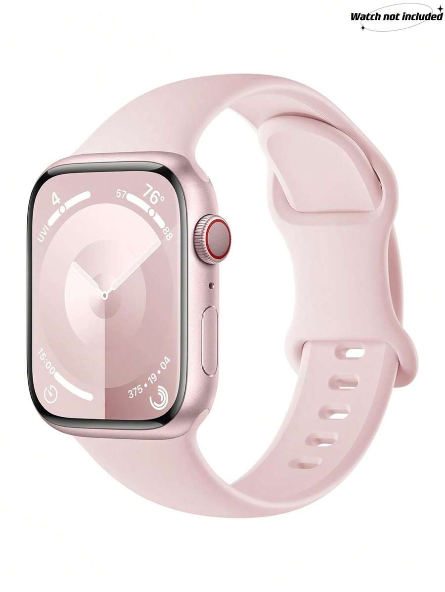 1条柔软硅胶休闲粉色可爱运动表带，蝴蝶扣设计，舒适可调节防水表带，适用于 38/40/41/42/44/45/46/49mm，适用于 Series Ultra/SE/11/10/9/8/7/6/5/4/3/2/1，智能手表配件