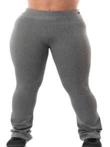 Kit 3 Women's Flare Flannel Leggings Winter Fitness Pants - Black/Gray/Navy Blue - View 3