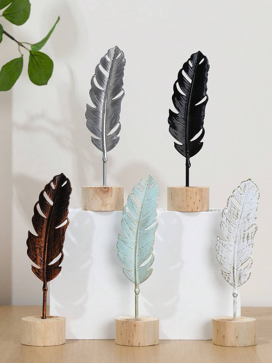 1pc Iron Decoration Craft, Creative Leaf Design Decoration Object For Home Best Gifts Rama Decoration Birthday Graduation - Multicolor - View 1