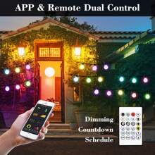 Solar Smart String Lights 25Ft 15 Bulbs Globe G40 LED With Remote And App Control Music Sync Color Changing Waterproof For Outdoor Party Gazebo Yard Garden Tree Decorations - Nhiều màu - Xem 2