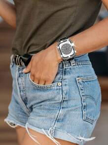 1pc Black Bling Glitter Rhinestone Decorative Hollow Protective Case Compatible With Apple Watch 38/40/41/42/44/45/46/49mm, Compatible With Apple Watch Series Ultra/SE/11/10/9/8/7/6/5/4/3/2/1, Smart Watch Accessory