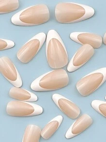 Change Your Nail Game With 24Pcs Medium-Length Almond Shaped Nail Tips, Simple & Elegant French Style Full Cover Nails Suitable For Women And Girls. Press On Nails Nail Supplies Nails
