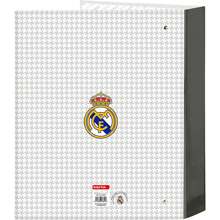 Real Madrid CARTELLA A 4 ANELLI LARGHEZZA RETRO 35MM REAL MADRID 1ª ATTREZZATURA. 24/25 - Raccoglitore ad anelli con licenza ufficiale - Design esclusivo - Ideale per l'uso quotidiano - Materiale resistente - Compatibile con fogli A4