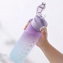 3入組戶外便攜式漸層色防漏吸管水瓶，大容量，耐熱玻璃杯，適合戶外旅行健行，萬聖節/聖誕節/生日禮物 - 白色 - 查看 6