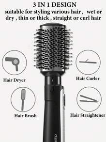 CRASTS Star 3-In-1 Hair Styling Tool For Straightening, Curling & Blow Drying, Creating Big Waves & Volumizing Hair Roots, Classic Black & Silver Hair Styler MD-21, Suitable For Home Or Travel Hair Styling - EU F Type Plug(220-240V) - View 8