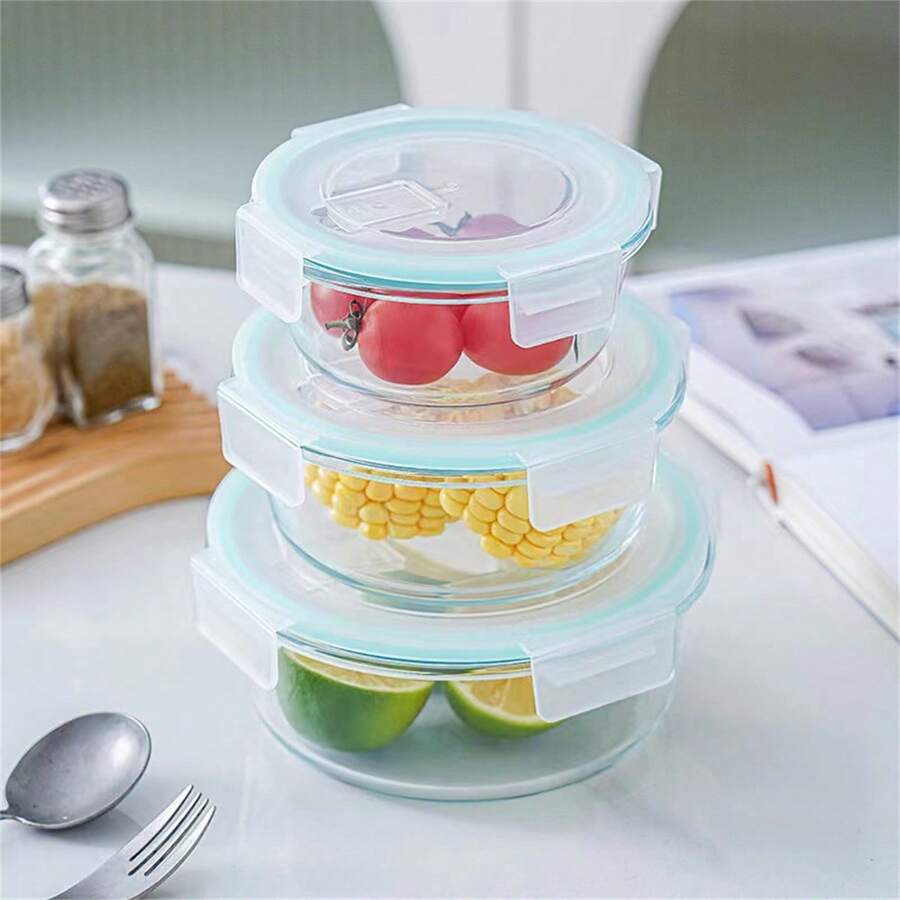 Set de recipiente de vidrio para el almuerzo para trabajadores de oficina con tapa de cuenco, contenedor de conservación de frescura - Multicolor - Ver 1
