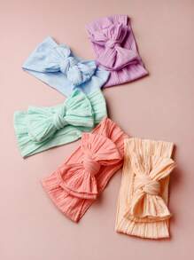 5 piezas Diademas para bebé de doble capa con lazo de jacquard de moda