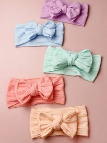 5 piezas Diademas para bebé de doble capa con lazo de jacquard de moda