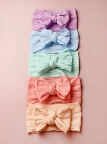 5 piezas Diademas para bebé de doble capa con lazo de jacquard de moda