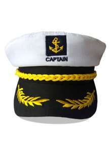1入歐美風格船長帽，派對Cosplay復古水手帽，時尚白色刺繡海軍帽 - 彩色 - 查看 4