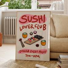 1 szt., nadruk ścienny w kuchni miłośnika sushi, prezent sushi, azjatycki pop-art, druk japońskiego jedzenia, plakat kawiarni, nowoczesna grafika, prezent dla niej, bez ramki - Czerwony - Zobacz 1