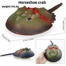 12 件/套大型海洋动物世界模型，8-14 英寸软 PVC 海洋生物雕像，包括海星、蝠鲼、螃蟹、马蹄蟹、锯鳐、龙虾、寄居蟹、黄貂鱼、海龟、河豚、章鱼、鹦鹉螺、鲨鱼、沧龙，教育学习玩具，生日礼物 - 彩色 - 查看 16
