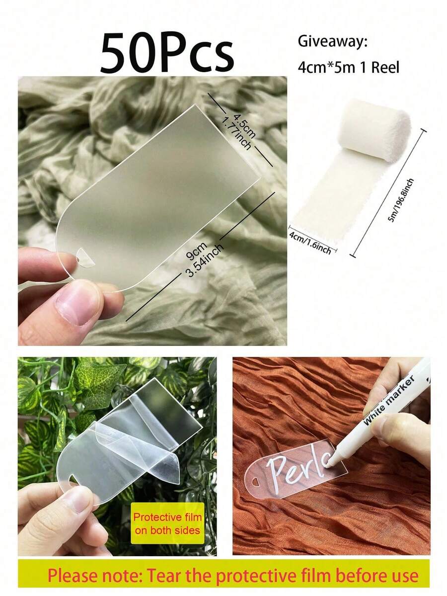 10pcs/50Pcs 9*4.5cm Acrylic Wedding Place Card DIY Hanging Sign Name