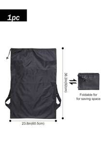 1pc, Double Shoulder Backpack Laundry Bag Dirty Laundry Bag, Laundry Bag Drawstring Bag, Portable Large Capacity Student Applicable Travel Dirty Laundry Storage Bag - Black - View 4
