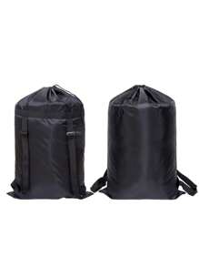 1pc, Double Shoulder Backpack Laundry Bag Dirty Laundry Bag, Laundry Bag Drawstring Bag, Portable Large Capacity Student Applicable Travel Dirty Laundry Storage Bag - Black - View 3