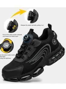 Summer Air Cushion Safety Shoes, Unisex Comfortable Breathable Rotary Button Work Shoes/Sneakers, Steel Toe Shoes, Anti-Puncture Anti-Crush Protective Shoes, Unisex Labor Protection Shoes