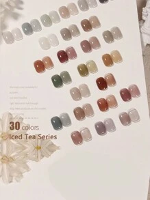 6 件果冻凝胶指甲油套装，透明水晶凝胶指甲油，适合秋季、冬季、春季和夏季 - 包括半透明、红珊瑚、棕色、乳白色、半透明粉色、裸色，适合美甲沙龙 - 彩色 - 查看 4