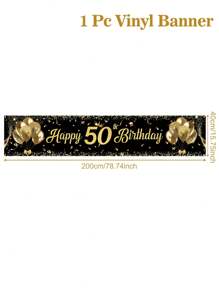 1pc 40*200cm Black Gold Rose Gold Balloon Pattern 18th/30th/40th/50th Birthday Banner, Background Cloth Perfect Decoration 18th/30th/40th/50th Birthday Party, Birthday Family Holiday Party Room Wall Decoration, Outdoor Fence Decoration, Birthday Gift Photography Background Decoration Props,Christmas