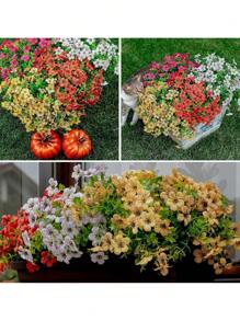 4 piezas de decoración artificial de primavera/verano para exteriores, material tipo seda, margarita morada, eucalipto, resistente a los rayos UV, adecuado para decoración de hogar, patio, porche, ventana y jardín (rosa rojo), regalo de cumpleaños, graduación, Navidad, Halloween, decoración floral de temporada de otoño, Acción de Gracias - Rosa Fucsia - Ver 7