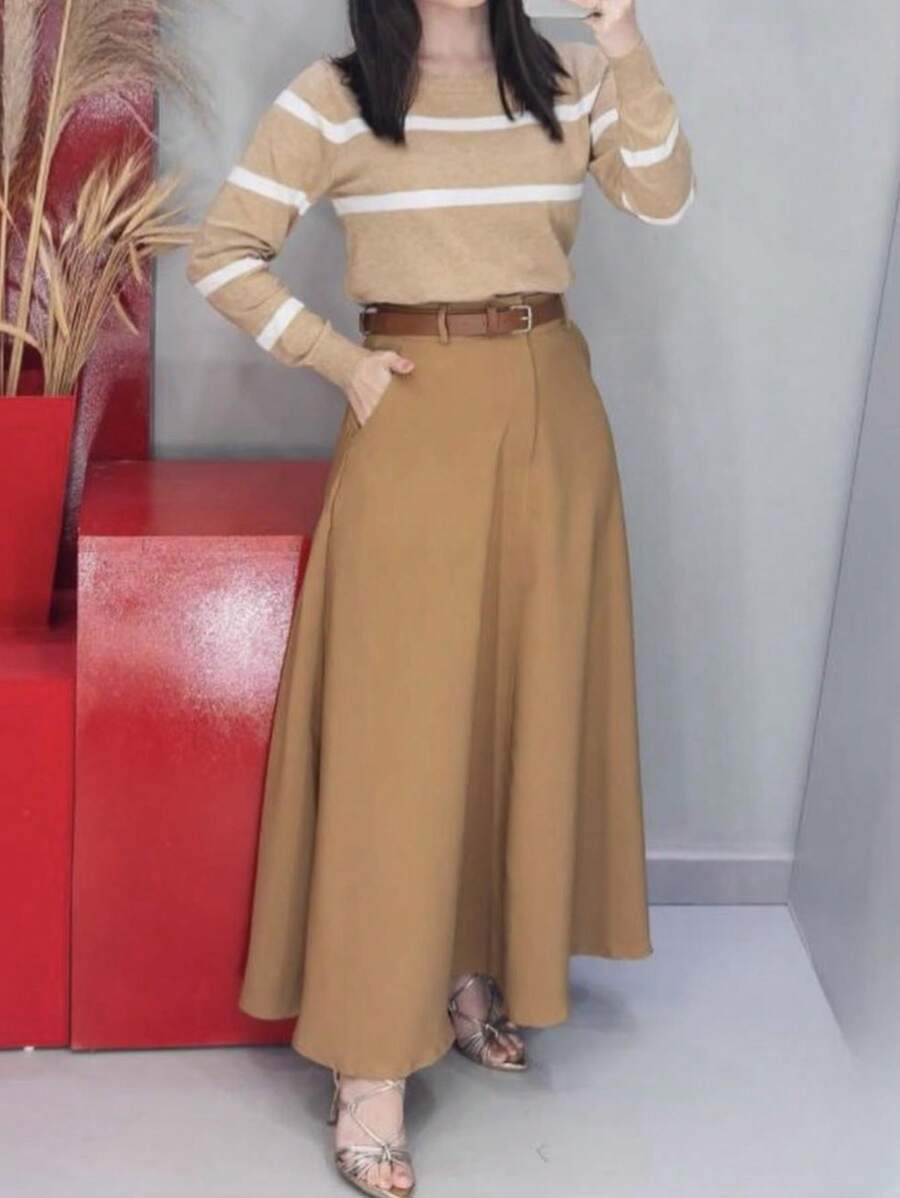 Women Skirts - Red and White - View 1