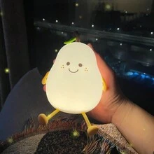 1pc New Creative Cute Pear Night Light, Silicone Warm Light USB Rechargeable Illumination Lamp - White - View 3