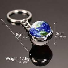 1pc Galaxy Series Keychain Featuring Eight Planets, Moon And Crystal Glass Pendant, Gift Or Souvenir Halloween Backpack For School Car Accessories Cute Goth Y2k