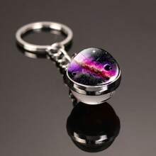 1pc Galaxy Series Keychain Featuring Eight Planets, Moon And Crystal Glass Pendant, Gift Or Souvenir Halloween Backpack For School Car Accessories Cute Goth Y2k