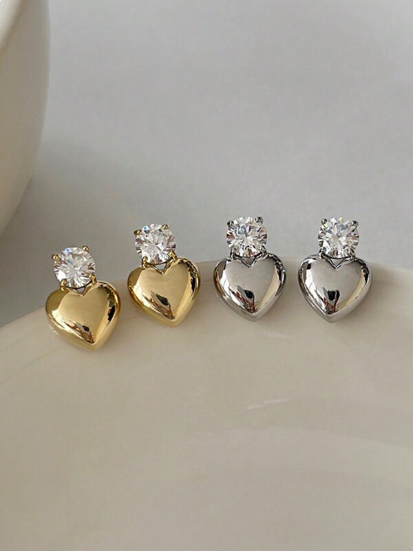1 Pair Heart Shaped Earrings For Women, Lightweight Exquisite Design, Fashionable & Versatile, Suitable For Valentine's Day, Holidays, Daily Wear,Mom,Mother,Mother's Day,Gift