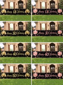1pc 40*200cm Black Gold Rose Gold Balloon Pattern 18th/30th/40th/50th Birthday Banner, Background Cloth Perfect Decoration 18th/30th/40th/50th Birthday Party, Birthday Family Holiday Party Room Wall Decoration, Outdoor Fence Decoration, Birthday Gift Photography Background Decoration Props,Christmas