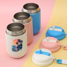 1 件椰子树彩绘迷你真空杯、不锈钢真空瓶、咖啡杯、旅行保温杯、360 毫升松果杯 - 彩色 - 查看 7