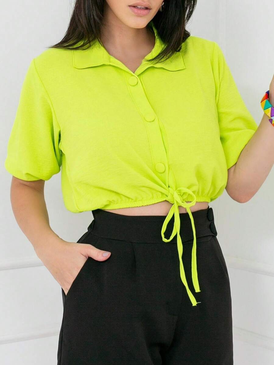 Women Tops - 芥末黃 - 查看 1
