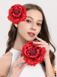 1 pieza Accesorio para el cabello de novia, Accesorio de fotografía para despedida de soltera, Broche de clip para el cabello con peonía, Clip para el cabello con estilo bohemio y flamenco, Flor vintage, Decoración para el cabello, Regalo del Día de San Valentín, Pinza para el cabello, Útiles escolares, Accesorios para mujer, Viaje, Cumpleaños - Multicolor - Ver 1