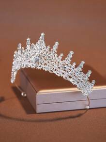 1 件时尚优雅合金皇冠发夹，适合女性婚礼派对（建议使用 U 型发夹以获得额外支撑） - 銀色 - 查看 3