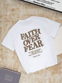 A Casual Printed Round Neck Pullover Short Sleeved T-Shirt For Girls And Children In Summer - Providing Unique T-Shirts For Fashion Enthusiasts Who Want To Stand Out! Tween Girl Clothes Girls Graphic Tees Summer Tops Tween Girl Clothes FAITH OVER FEAR