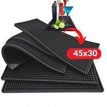 Tapete Escorredor de Louça 45x30 Emborrachado Antiderrapante para Secar Louça, Preparar Drinks Barmen e Protege Móveis - Preto - Visão 1