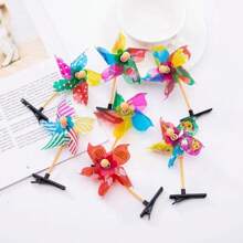 6pcs Creative Colorful Windmill Hair Clips - Kindergarten Sharing Gifts, Event Souvenirs,Hair Accessories,Hair Barrettes, School Stuff - Multicolor - View 8
