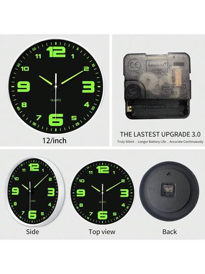 Glow In The Dark Wand Clock, Creative Silent Living Room Bedroom, Home Kitchen, Office Easter Friend "10" 12 "(No Battery) (Needs To Absorb Enough Verlichting Energy Shine),Home ,Room Klok Bedroom Dormitory Back School view 6