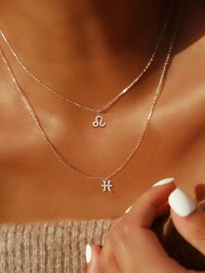 SYMFNY 1st 925 Silver Kortfattad stjärntecken Nyckelbenskedja Halsband