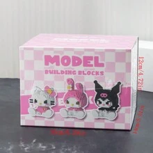 Sanrio Cute Building Blocks Kawaii Melody Cartoon Building Blocks Assembly Toys Birthday Puzzle Doll Gift Decoration Assembly Small Ornaments Desktop Ornaments Decorations (Plug And Insert Building Blocks)