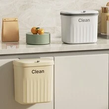 1 Thùng Rác Treo Tường Cổng Lật Bằng Nhựa, Dành Cho Nhà Bếp/Phòng Tắm/Nhà Vệ Sinh Khoảng Cách Lưu Trữ Treo Tường Vòng Nén Rác, Vật Dụng Nhà Bếp, Thùng Rác, Thùng Rác - trắng - Xem 6