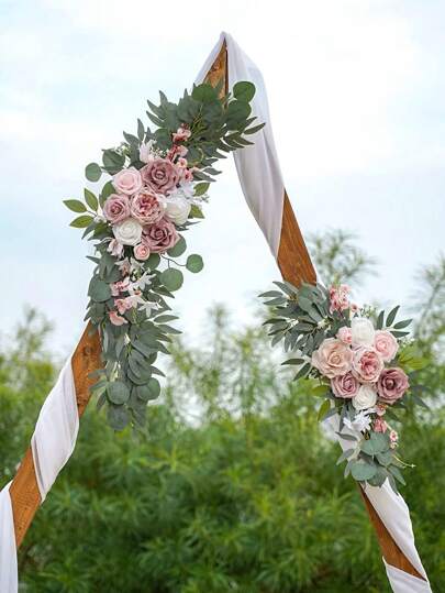 Lingqing Decoration 2 piezas de guirnaldas florales clásicas - Decoración floral blanca artificial con follaje de plástico para arcos de boda, recepciones y hogar - Versátil para Pascua, Acción de Gracias, Día de San Valentín, regalo