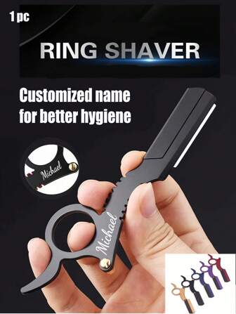 1pc Custom Name Thumb Manual Razor Straight Edge Haircut Beard Eyebrow Shaver Men Depilation Razor Hairdresser Trimming Replaceable Blades Customized Name For Better Hygiene