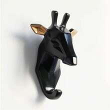 1pc Black Resin Cute Animals Wall Hook For Key Hat Hanger Wall Decor Deer Hosre Elephant Giraffe Figurine Decorative Hooks For Towel Kitchen Key Holder Wall - Black - View 15