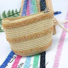 Dây viền đính đá nhựa tự dính nhiều màu, dài 1 thước Anh, dùng để trang trí quần áo/túi xách/giày dép, đồ dùng thủ công tự làm. - Nhiều màu - Xem 11